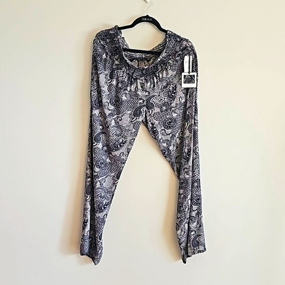 Jessica Simpson Maternity Wide Leg Navy/White Pants